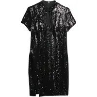 Superdry för kvinnor. W8011769A Mandarin Sequin-klänning svart (S), Casual, Parti, Nylon, Kort ärm
