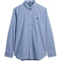 Superdry för män. M4011064A Essentials Tailored Lite-skjorta blå (L), Casual, Bomull, Lång ärm