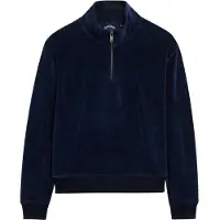 Superdry för kvinnor. W2012370A T-shirt med halv dragkedja, Velour Half, marinblå (M), Casual, Bomull, Marino