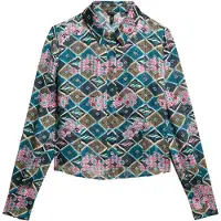 Superdry för kvinnor. W6012006A Mångfärgad genomskinlig skjorta (M), Casual, Flerfärgad, Viskos, Lång ärm