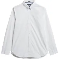 Superdry för män. M4011064A Essentials Tailored Lite-skjorta vit (S), Bomull, Klassisk, Lång ärm