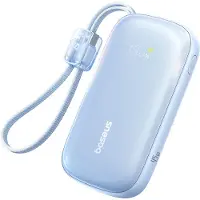 Baseus EnerFill FC21 Qpow 3 Ultra 10 000 mAh 45 W powerbank med avtagbar USB-C–Lightning-kabel – blå
