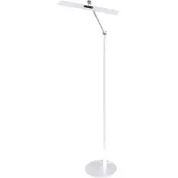 FABAS LUCE Golvlampa Beba, dimbar, Vitt / opal, Arbetsrum / kontor, Aluminium / grå / zink, Modern