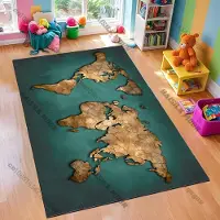 JGJG Vintage Världskarta Ocean Kompass Matta Datorrum Spelrum Dekorativ Matta Vardagsrum Sovrum Kontor Stor Yta Matta Fin Gåva 80*160cm