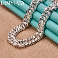 URMYLADY Jewelry 925 Sterling Silver Utsökt 10MM Sidokedja Herrhalsband Bröllopsfest Charm För Kvinnor Smycken 50cm