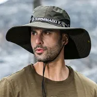 WTEMPO 12 cm Utvikt Brätte Stor Brätte Hatt Sommar Utomhus Solhatt Klättring Solhatt Solskyddshatt Snabbtorkande Vindtät Hatt one size armégrön färg