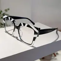Dote KAMMPT Överdimensionerade Fyrkantiga Glasögon Dam Vintage Lapptäcke Blått Ljusblockerande Snygga Glasögon Utan Recept