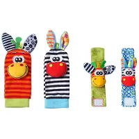 Kidsly 4st/SET Baby skalllerleksaker Söta gosedjur Handledd skallra Foot Finder Socks 0~12 månader för spädbarn Pojke Flicka Nyfödd present