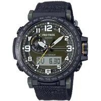 Casio 100M Vattentålig Solcellsdriven Klocka med Kanvasarmband Herrklockor Grön PRG-601YB-3 Green Dial gray