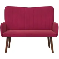 vidaXL Tvåsitssoffa Vinröd 115 x 61 x 87 cm Sammet