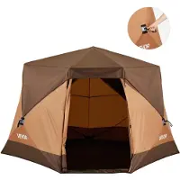 Vevor Campingtält, 6-personers popup-tält med regnbågsfärgad rutnät och stora nätfönster, enkel uppsättning på 60 sekunder, bärbart vattentätt hub-tält med bärväska för familjens utomhuscamping och va