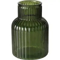 Boltze Vaser i glas RELEA, grön, räfflat glas, 20 cm