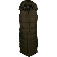 Superdry för kvinnor. W5011444A Lång väst med huva i ripstop grön (S), Casual, Polyester