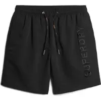Superdry för män. M3010227A Premium svart broderad baddräkt (S), Strandkläder, Hållbar, Återvunnen polyester