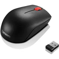Lenovo Essential Compact - Mus - höger- och vänsterhänta - 3 knappar - trådlös - 2.4 GHz - trådlös USB-mottagare - svart - OEM