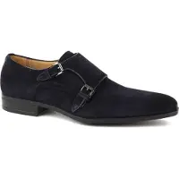 Giorgio Armani Amalfi Sko Monk Strap Marinblå Mocka Mörkblå Blå Storlek