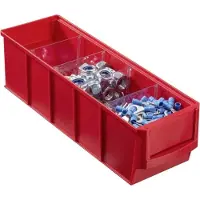 Allit 456521 Genomskinlig lagerlåda stapelbar (L x B x H) 300 x 91 x 81 mm Röd 1 st