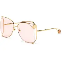 Gucci Ikon Märkesdesign Runda Solglasögon Dam Solglasögon GG0252S-014 Dust Bag+Eyeglass Case (Random Color)