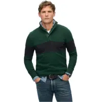 Superdry för män. M2014171A Klassisk rugbytröja med baker's collar grön (M), Casual, Bomull
