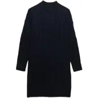 Superdry för kvinnor. W8012130A Slouchy Cable marinblå klänning (M), Casual, Bomull, Lång ärm, Marino