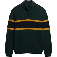 Superdry för män. M6110709A Jersey med halv dragkedja Stripe grön (L), Casual, Bomull