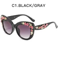 Dote Mode Kattöga Solglasögon Rosblomma Vintage Dam Glasögon Retro Personlig Design Gafas De Sol