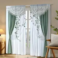 Yiran Furniture 2 stycken gardiner med tryck av falsk bakgrund med blommor, gardiner med stångficka 42*84, heminredning, rumsdekoration 14Wx47L(35x120CM)x2