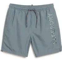Superdry för män. M3010227A Premium baddräkt med broderier grå (M), Strandkläder, Hållbar, Återvunnen polyester