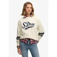 Superdry för kvinnor. W2012596A Varsity Script Loose Loose beige sweatshirt (M), Casual, Bomull