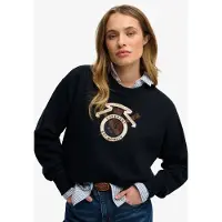 Superdry för kvinnor. W2012579A Sweatshirt Crest marinblå (M), Casual, Bomull, Marino