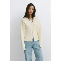 Gina Tricot  - Shaped knitted cardigan - koftor & cardigans - Vit - XL - Dam