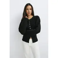 Gina Tricot  - Shaped knitted cardigan - koftor & cardigans - Svart - XL - Dam