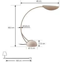 LUCANDE Bordslampa , Rivera, Beige, Matsal, Metall, Modern