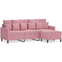 vidaXL 3-sitssoffa med fotpall rosa 180 cm sammet