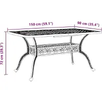 vidaXL Trädgårdsbord svart 150x90x72 cm gjuten aluminium 4002804