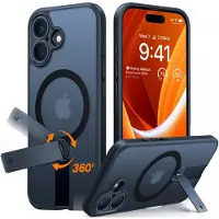Torras Pstand Spin-fodral för iPhone 16 Plus (Svart)