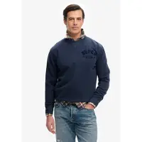 Superdry för män. M2014483A Marinblå Vintage Athletic Tonal Crew sweatshirt med rund halsringning (XXL), Casual, Bomull, Marino