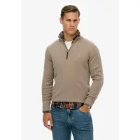Superdry för män. M6110690A Essentials tröja med halv dragkedja brun (L), Casual, Bomull