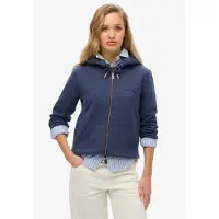 Superdry för kvinnor. W2012422A Huvtröja med dragkedja och Essential Logo, blå (XS), Casual, Bomull, Marino