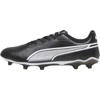 Puma King Match fotbollsskor för herrar i syntetläder för fast underlag (Svart/vit)