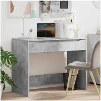 vidaXL Skrivbord med låda Betonggrå 100 x 50 x 78 cm Konstruerat trä