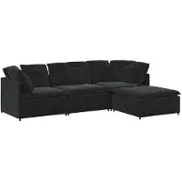 vidaXL Modulsoffa med fotpall och dynor sammet svart