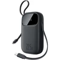 Baseus EnerFill FC31 10000mAh 22.5W Powerbank med digital display och 2 inbyggda kablar - Svart