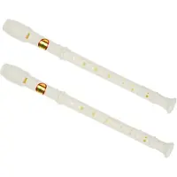 Exogio 2X Students creamy-white Plastic 8 Holes Flute Recorder W Cleaning Stick