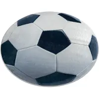 Rugsx BAMBINO 38540 circle tvättmatta - fotboll för barn halkskydd - svart / vit cirkel 100 cm