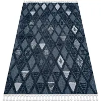 Rugsx Matta SEVILLA Y499B spalje, ruter blå Fringe Berber marockansk shaggy 240x330 cm
