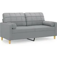vidaXL 2-sits soffa med prydnadskuddar ljusgrå 140 cm tyg