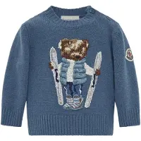 Moncler Tröja - Ull - Medium+ Blue m. Gosedjur - - 18-24 mån - Tröja