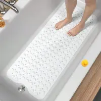 HaiKouLiJinHaiKeJiYouXianGongSi Extra Lång Halkfri Badkarsmatta Med Dräneringshål Och Sugkoppar Halkfri Badkarsmatta White flerfärgad