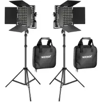 Neewer 660 bi-color LED studio-set: två 40W 3200-5600K-lampor + stativ + grids